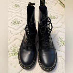 Dr. Martens Black Combat Boots with Yellow Stitching